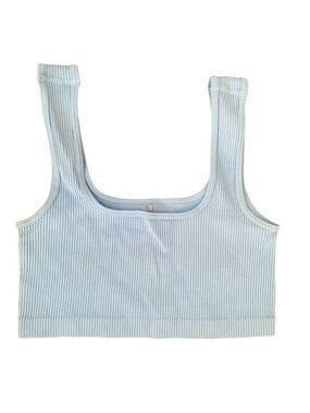 Dynamite Light Blue Ribbed Cropped Top XS
